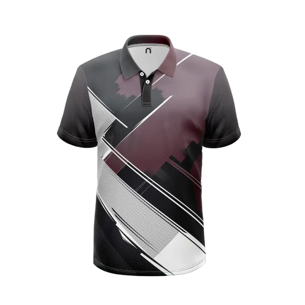 AOP Men Self Collar Set-In Half Sleeve Polo 