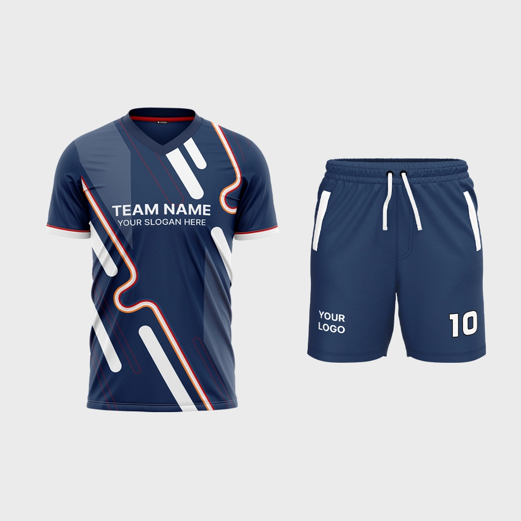 AOP Men V-Neck Set-in Half Sleeve Jersey + Shorts 
