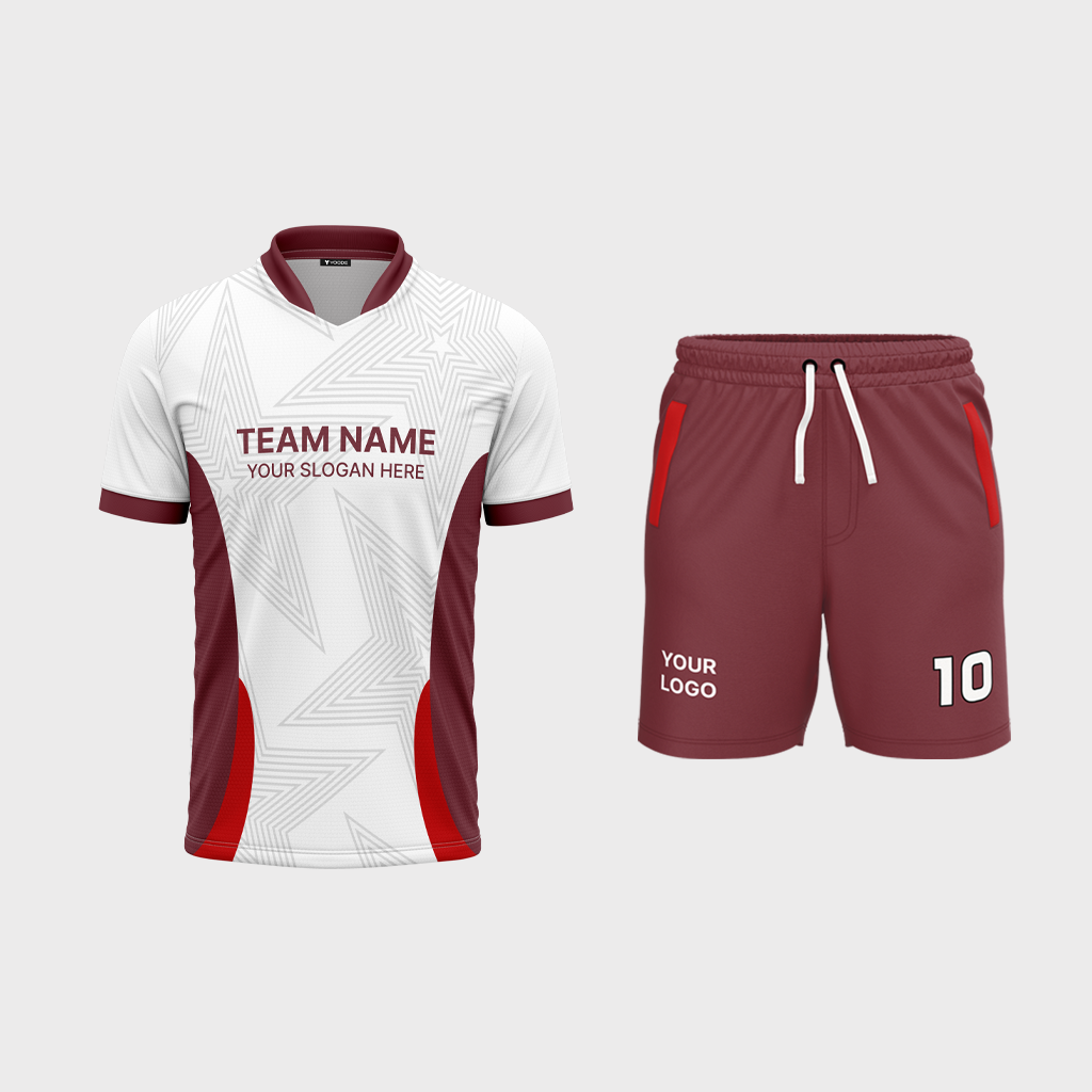 AOP Men Mandarin Collar Set-in Half Sleeve Jersey + Shorts 