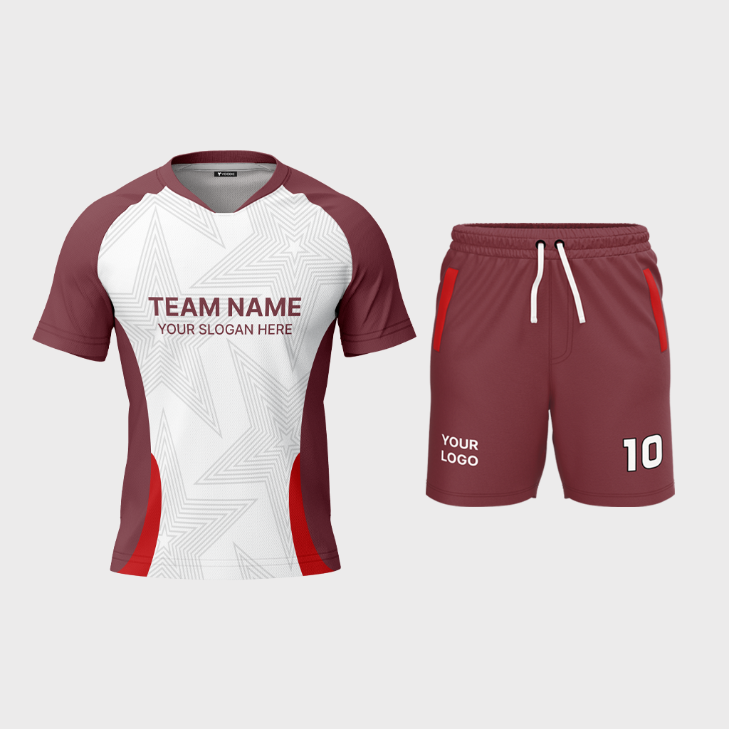 AOP Men Mandarin Collar Raglan Half Sleeve Jersey + Shorts 