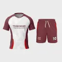 AOP Men Mandarin Collar Raglan Half Sleeve Jersey + Shorts 