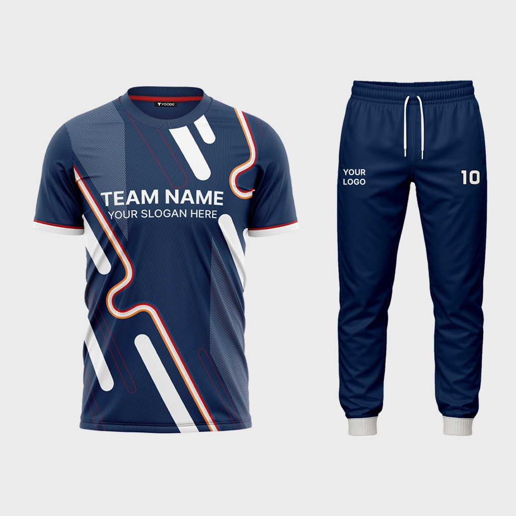 AOP Men Crew Neck Set-in Half Sleeve Jersey + Track Pants 