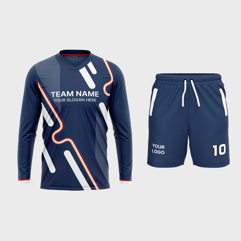 AOP Men V-Neck Set-in Full Sleeve Jersey + Shorts 