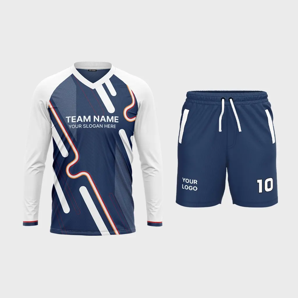 AOP Men V-Neck Raglan Full Sleeve Jersey + Shorts 