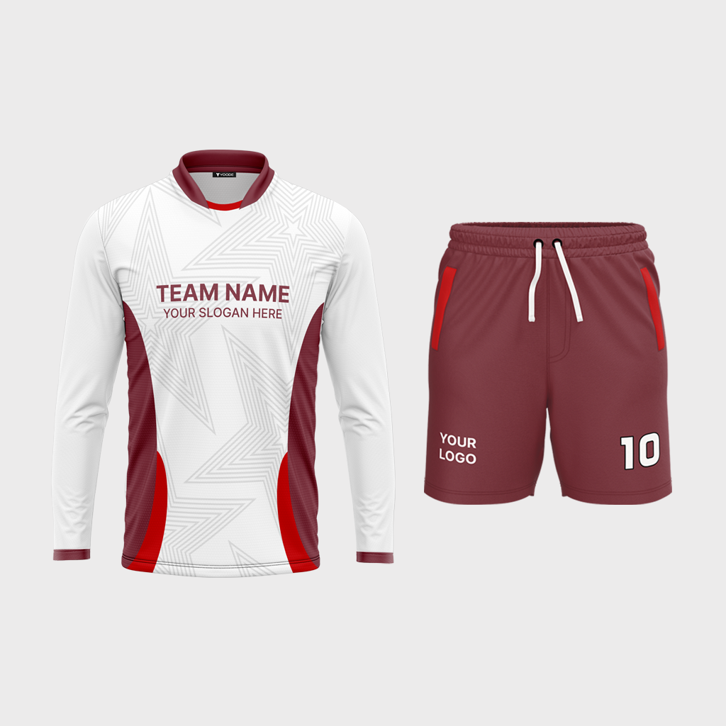 AOP Men Mandarin Collar Set-in Full Sleeve Jersey + Shorts 
