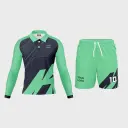 AOP Men Polo Raglan Full Sleeve Jersey + Shorts 