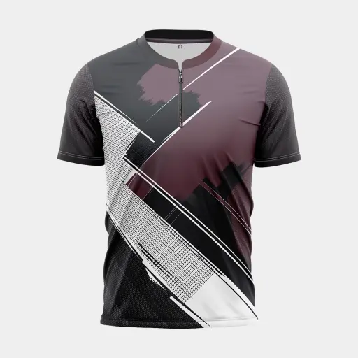 Mens Chinese Collar Half Sleeve Zipper Jersey